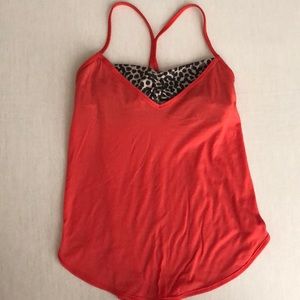 Lululemon Red Orange Yoga Top with Bra Sz 6